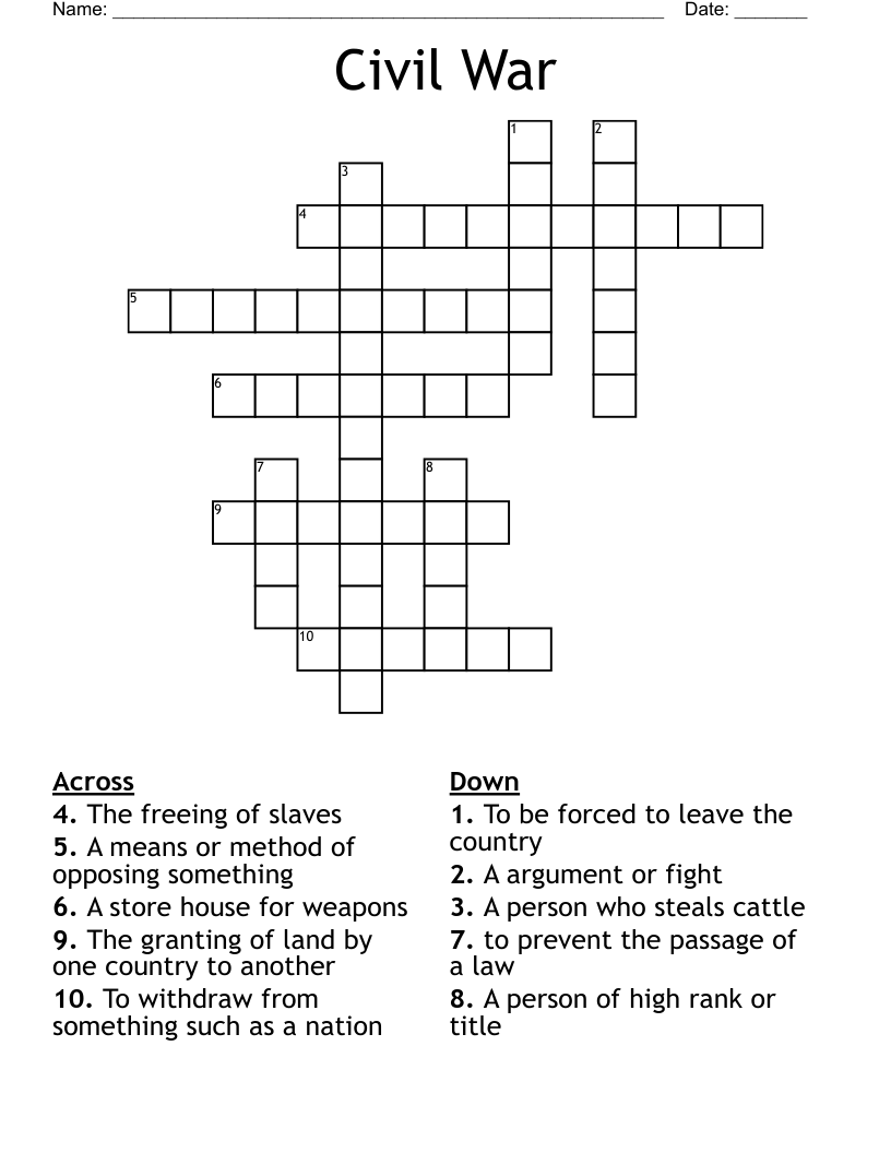 Civil War Crossword