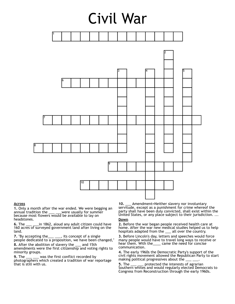 Civil War Crossword