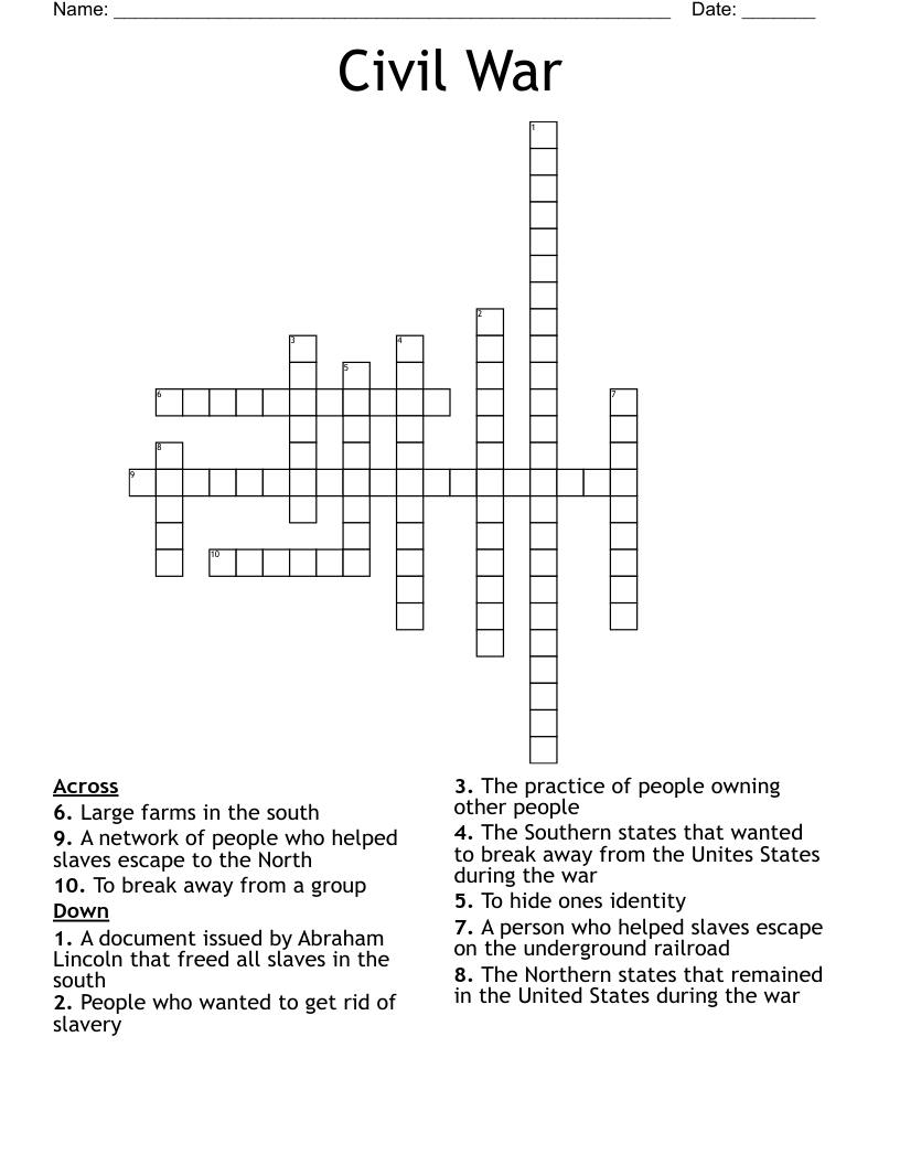 Civil War Crossword