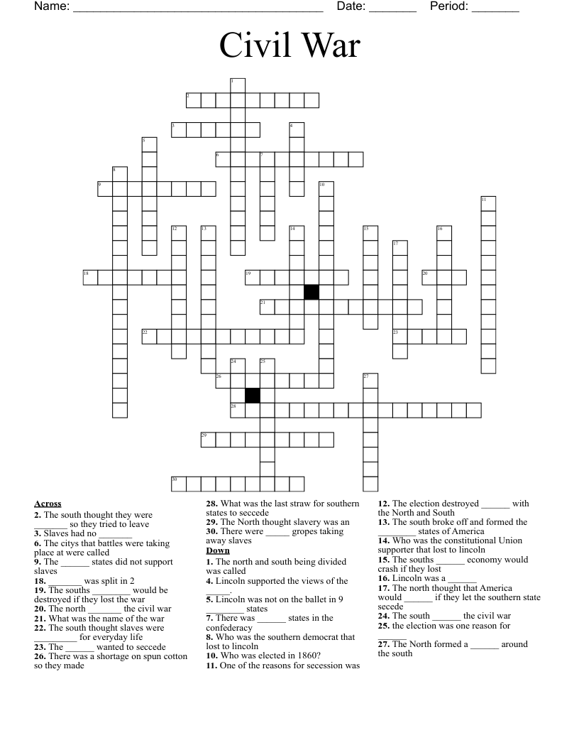 Civil War Crossword