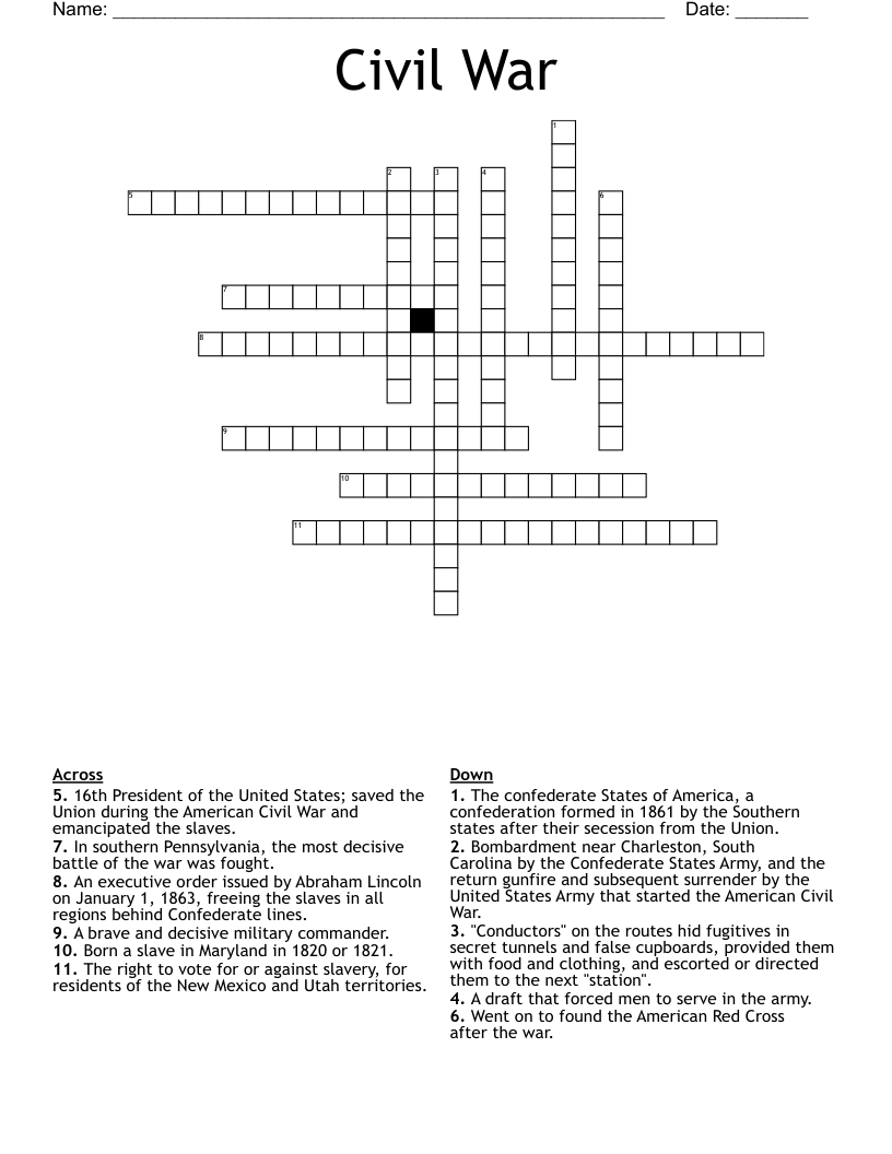 Civil War Crossword