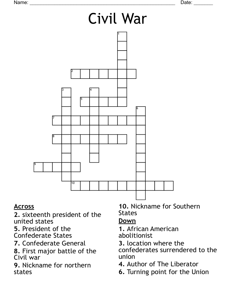 Civil War Crossword