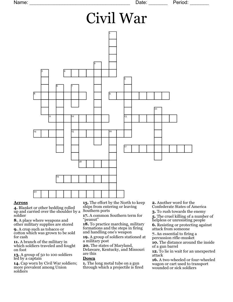 Civil War Crossword