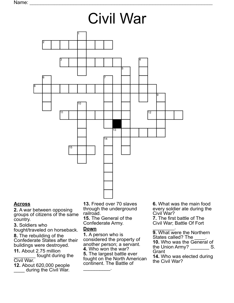 Civil War Crossword