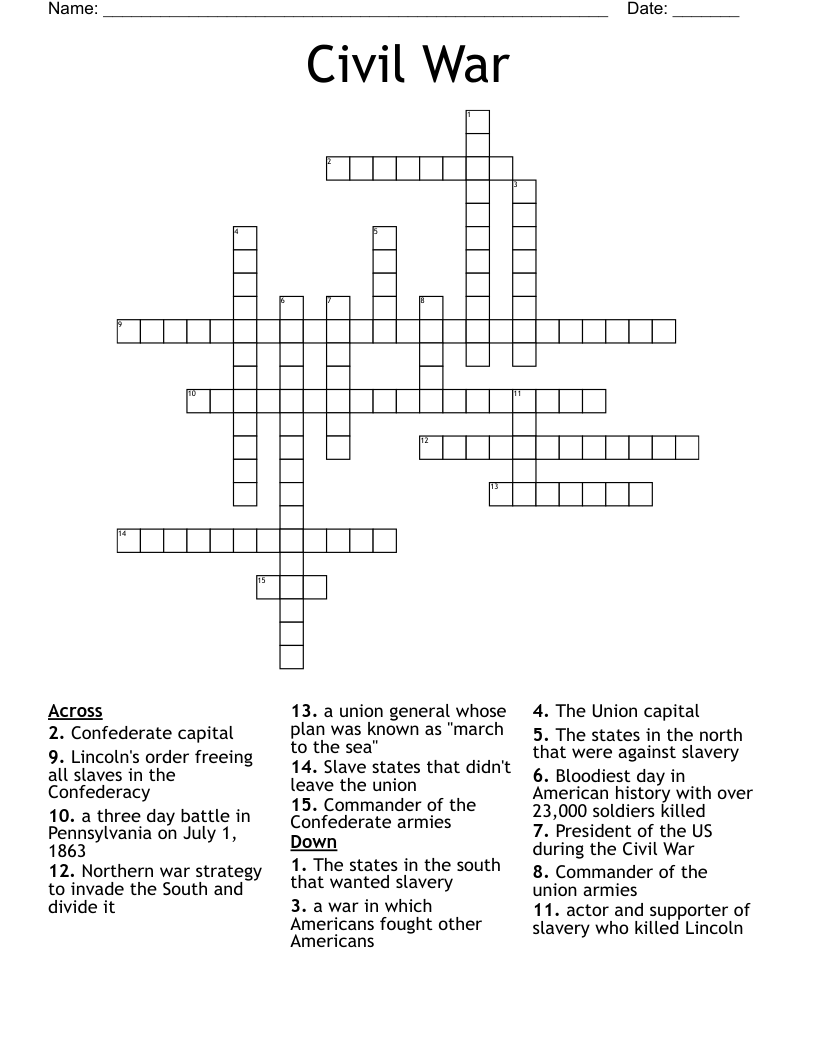 Civil War Crossword