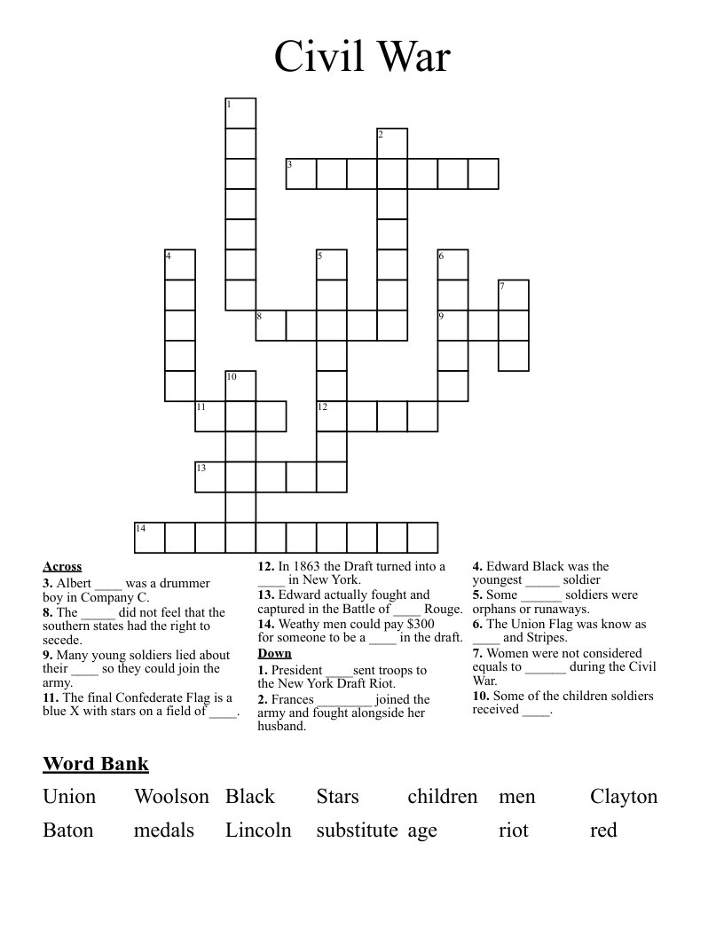 Civil War Crossword