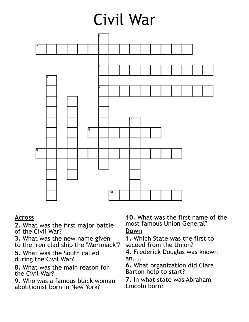 Civil War Crossword