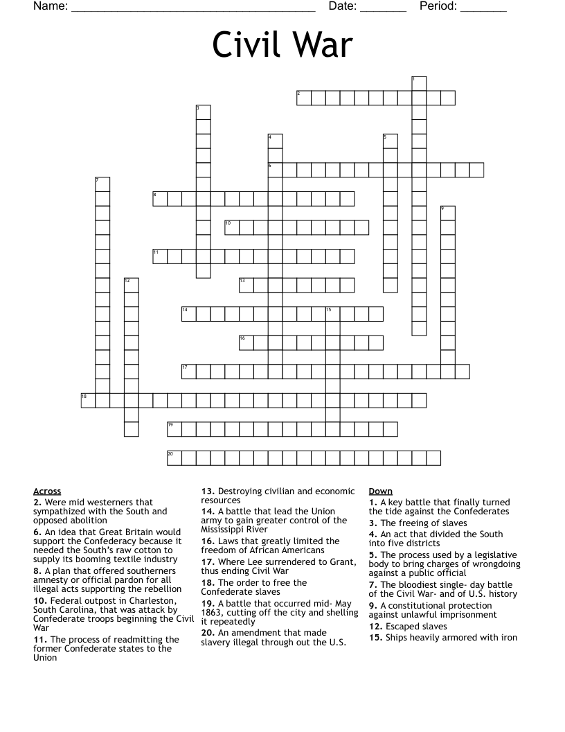 Civil War Crossword