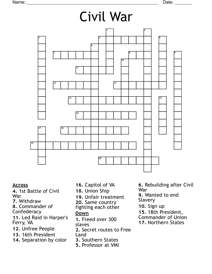 Civil War Crossword