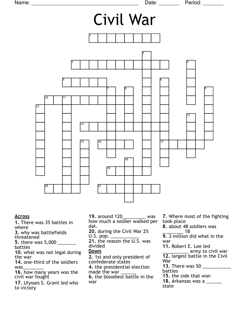 Civil War Crossword