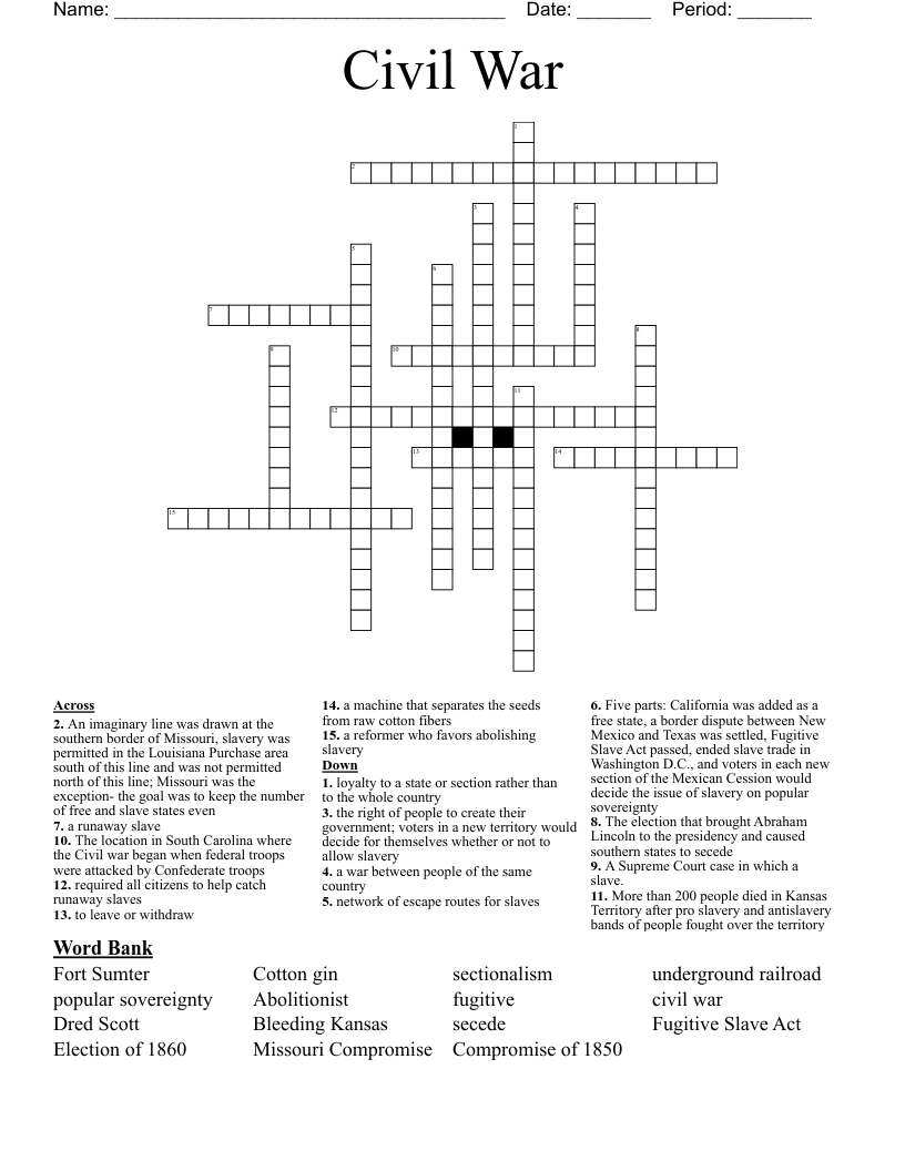 Civil War Crossword