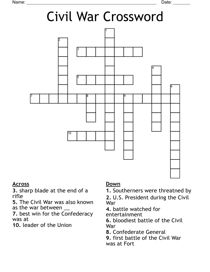 Civil War Crossword
