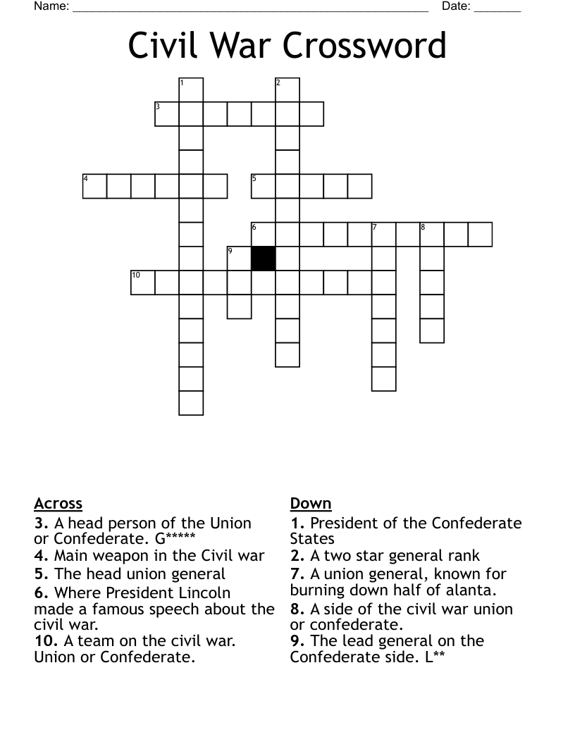 Civil War Crossword