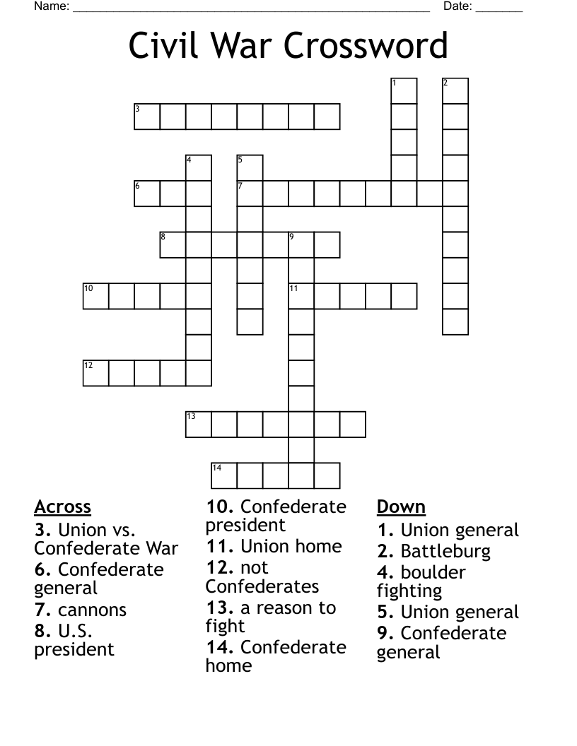 Civil War Crossword
