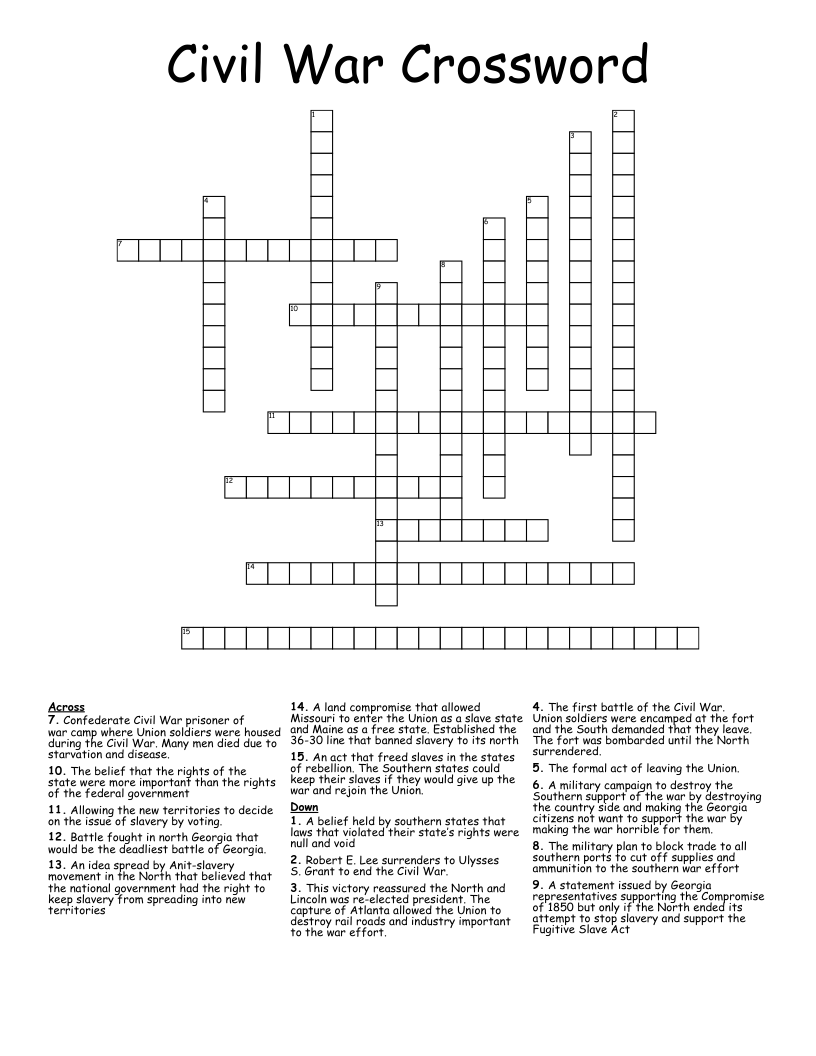 Civil War Crossword