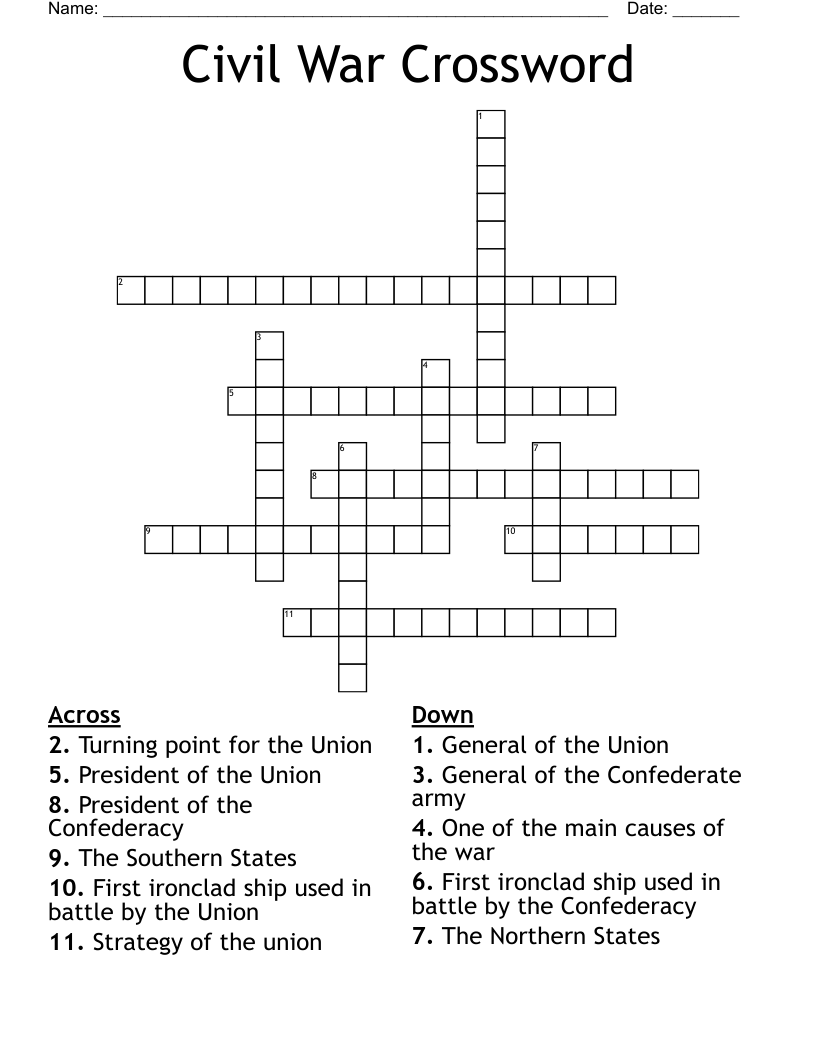 Civil War Crossword