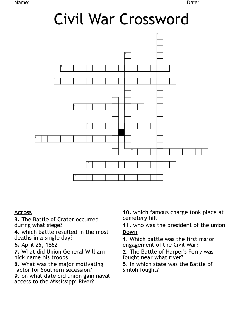 Civil War Crossword