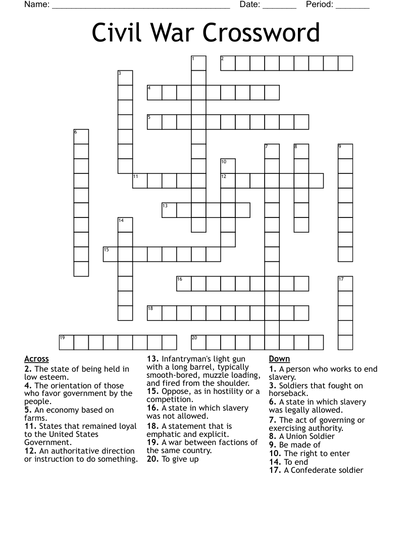 Civil War Crossword