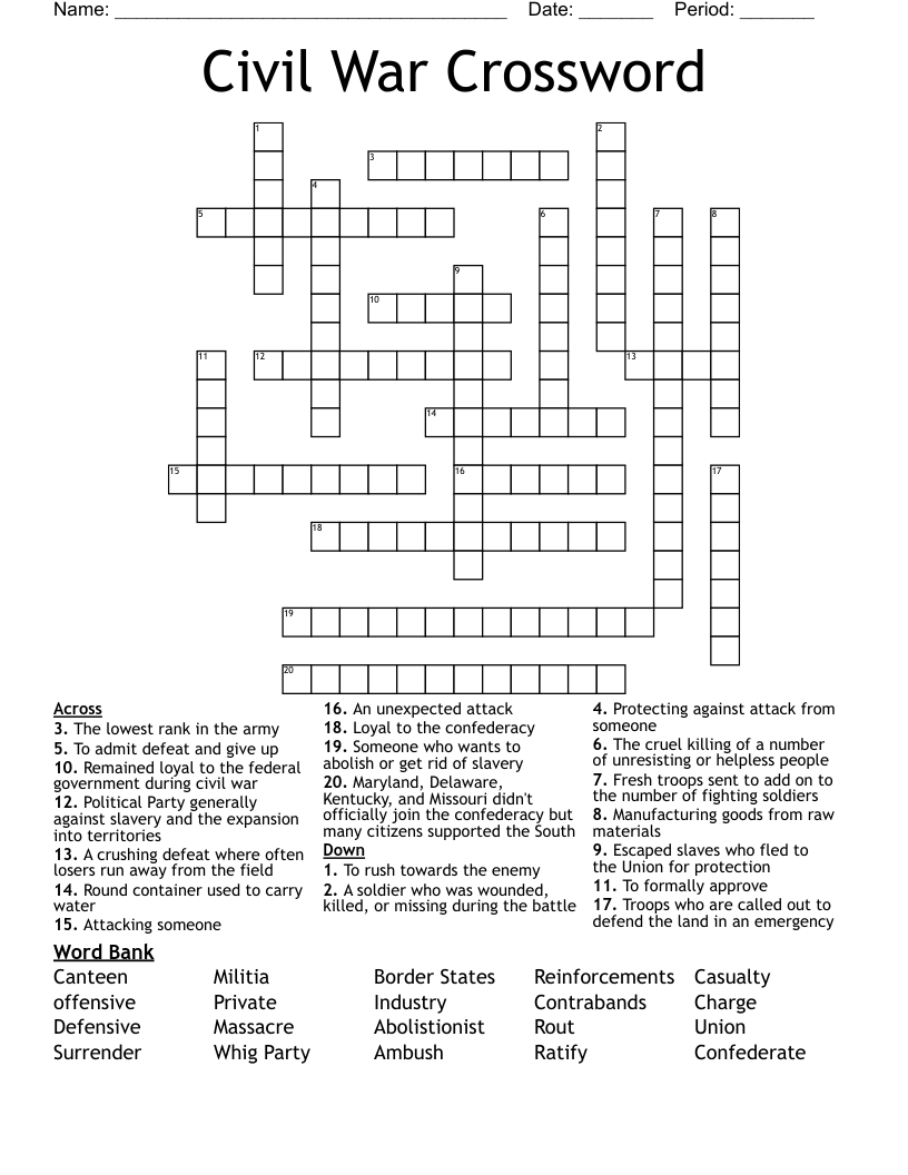 Civil War Crossword