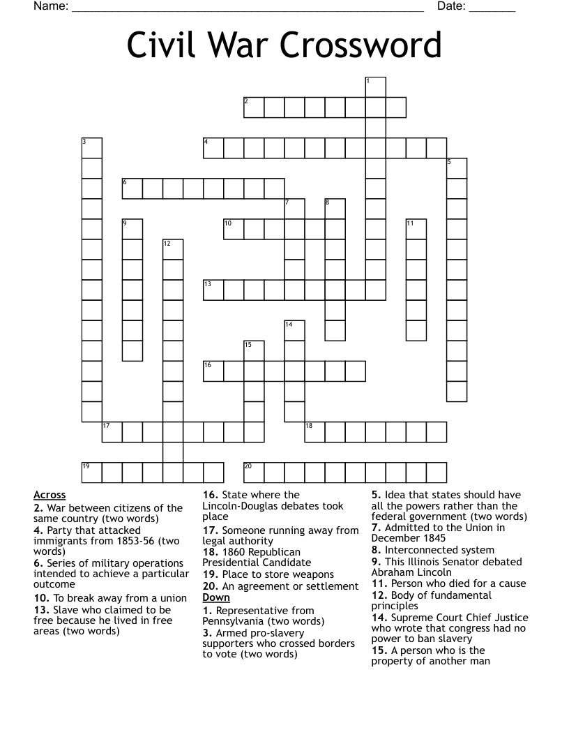 Civil War Crossword