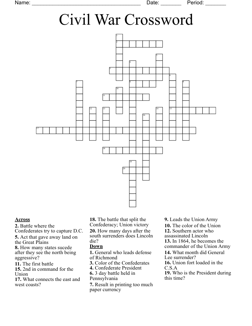 Civil War Crossword