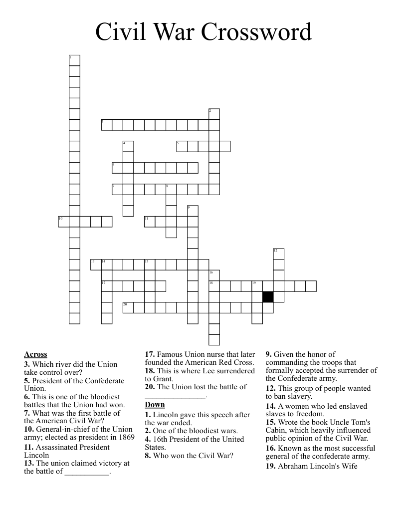 Civil War Crossword