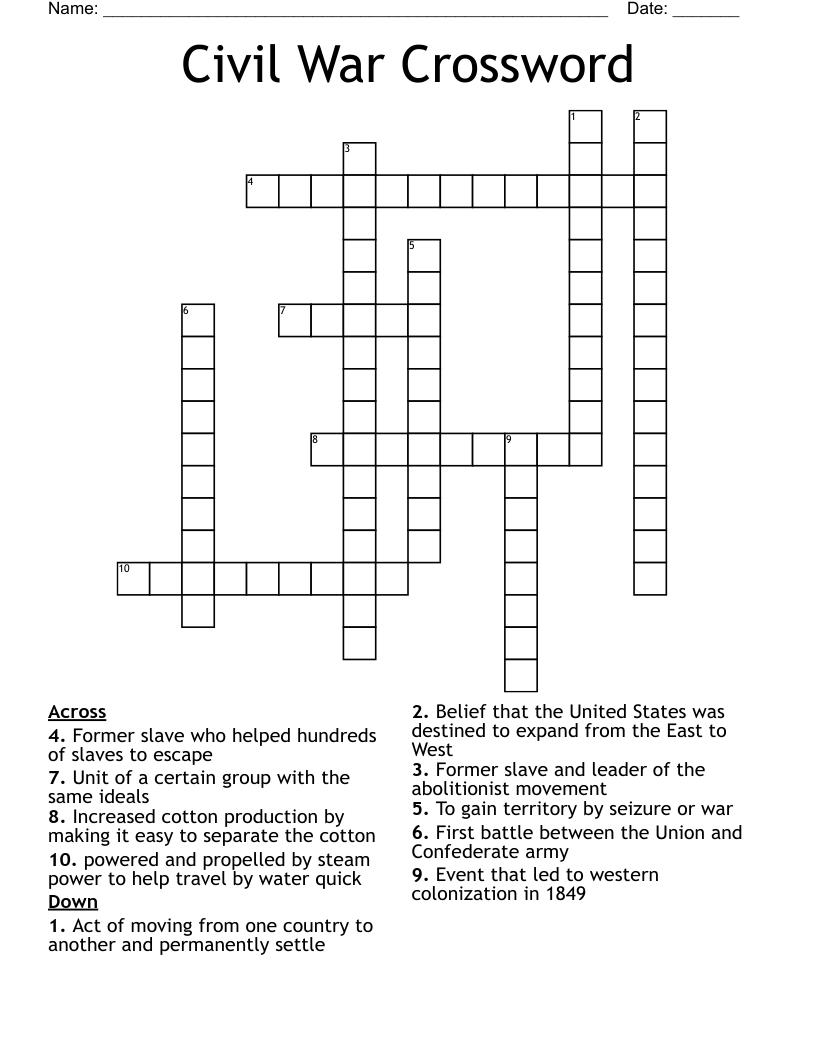 Civil War Crossword