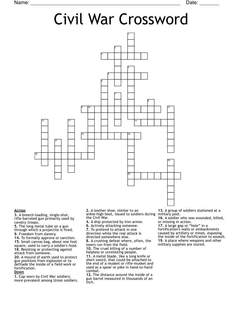 Civil War Crossword