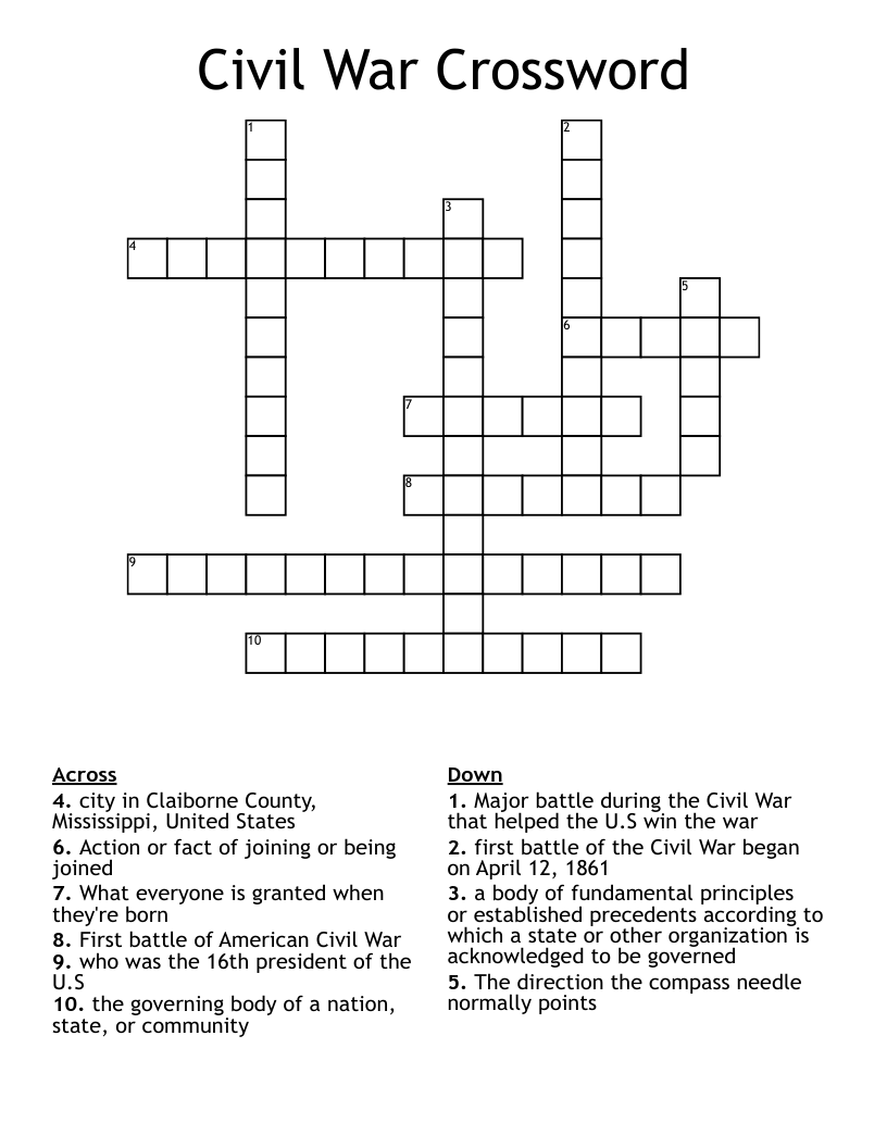 Civil War Crossword