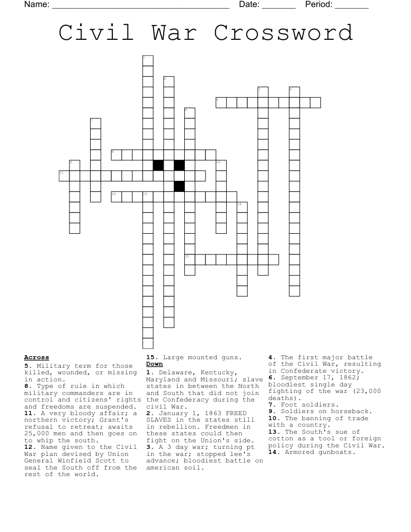 Civil War Crossword