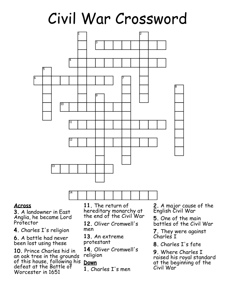 Civil War Crossword