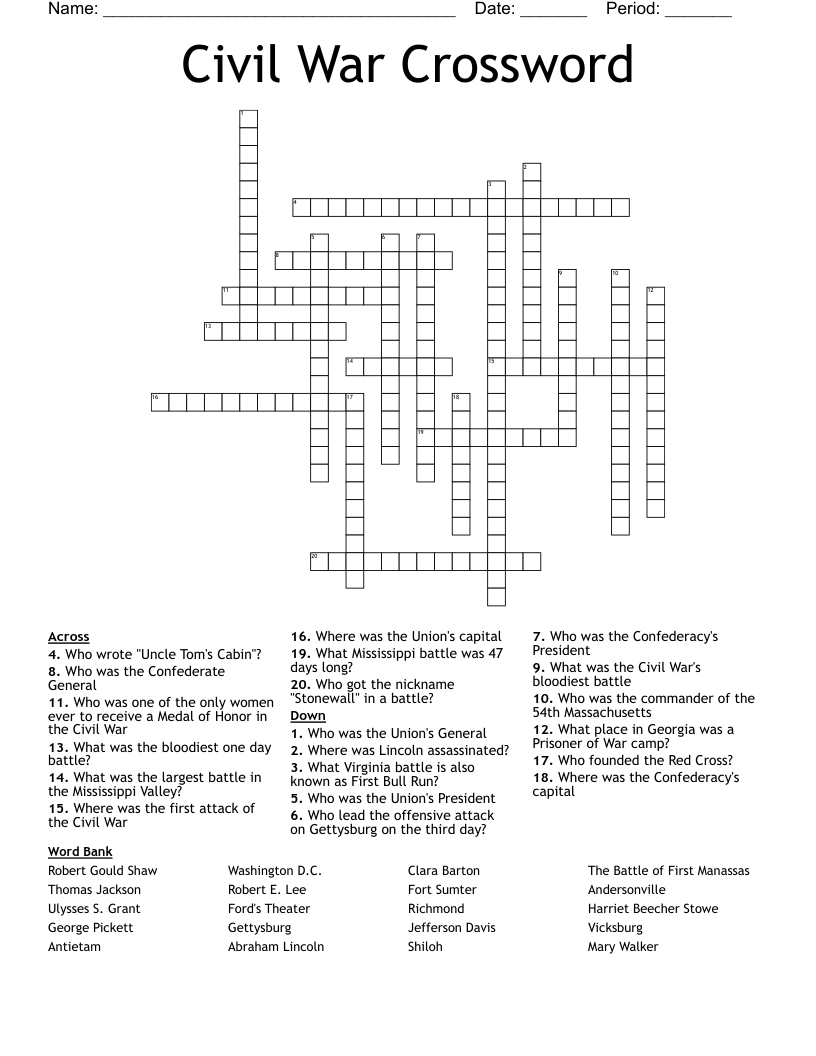 Civil War Crossword