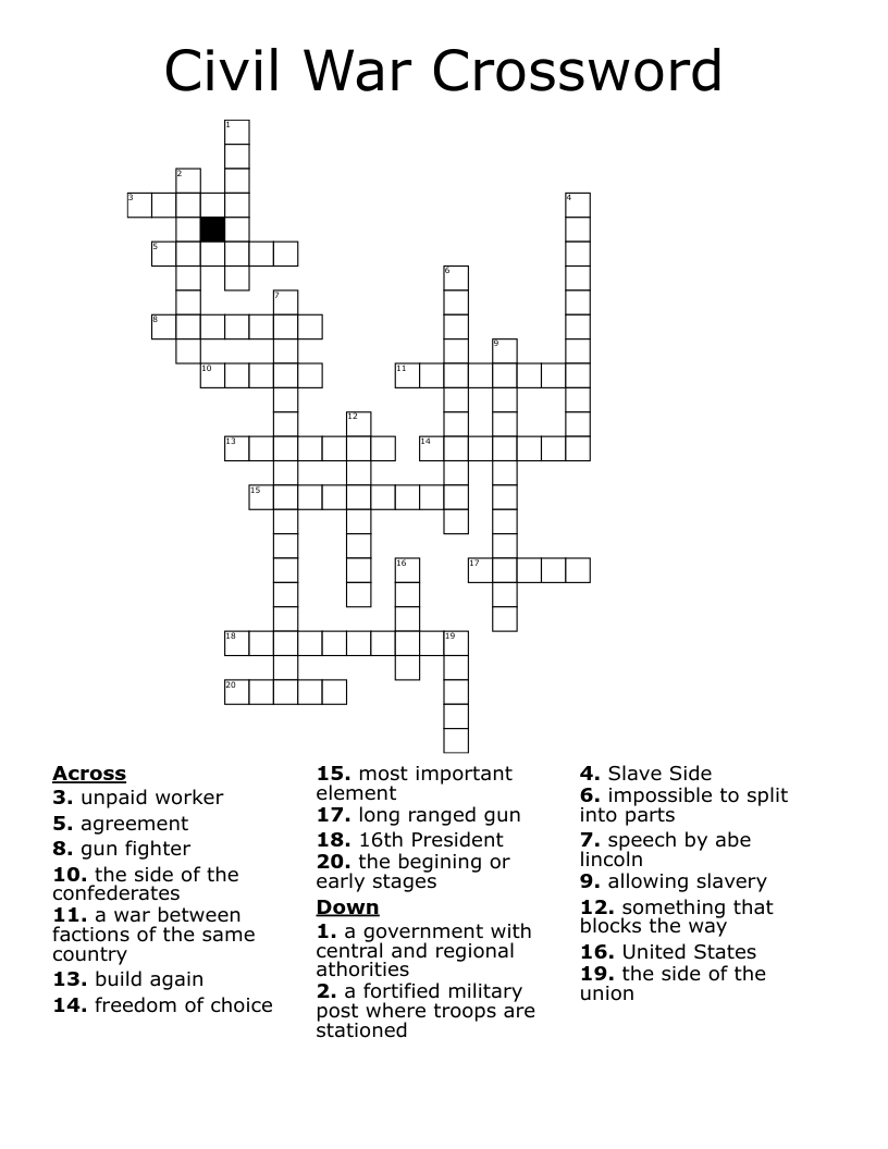 Civil War Crossword