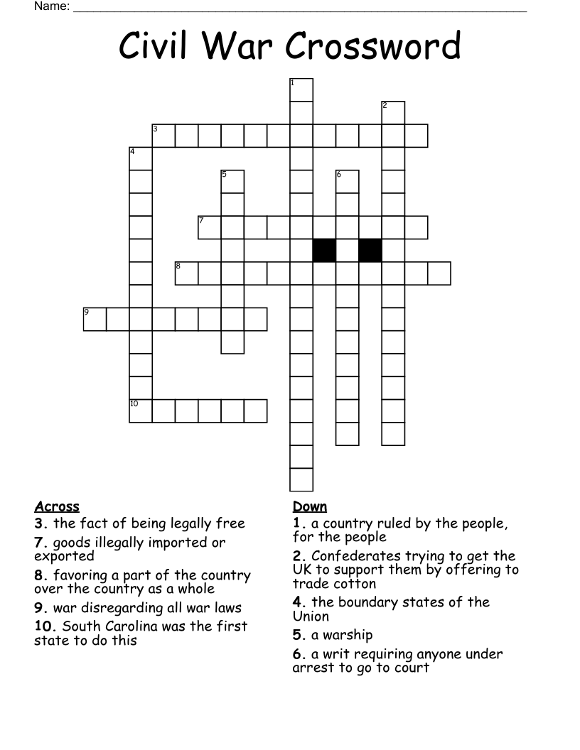 Civil War Crossword
