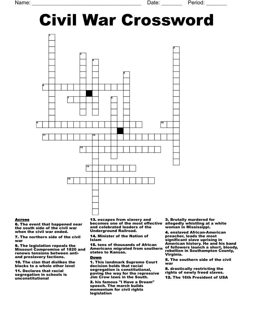 Civil War Crossword