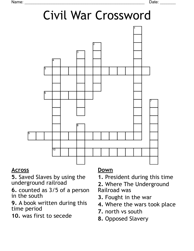 Civil War Crossword