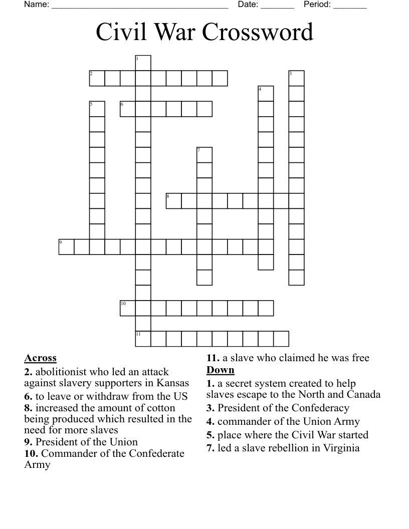 Civil War Crossword