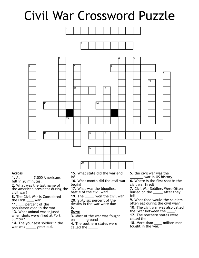 Civil War Crossword Puzzle
