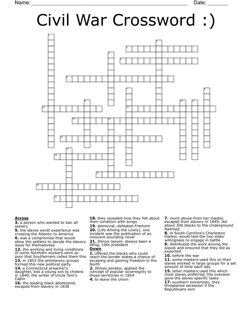 Civil War Crossword :)