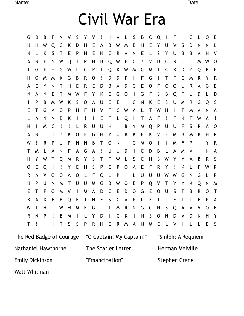 Civil War Era Word Search