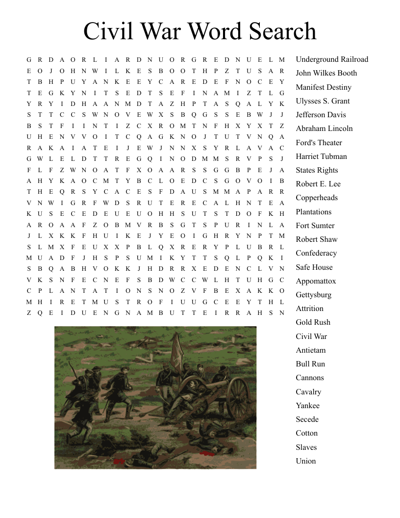 Civil War Word Search