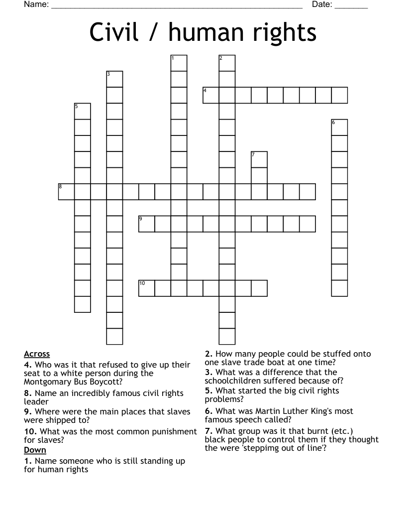 Civil / human rights Crossword