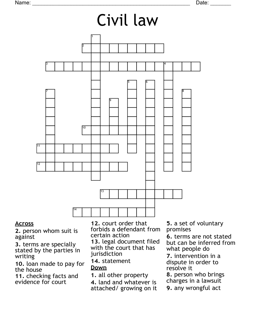 Civil law Crossword