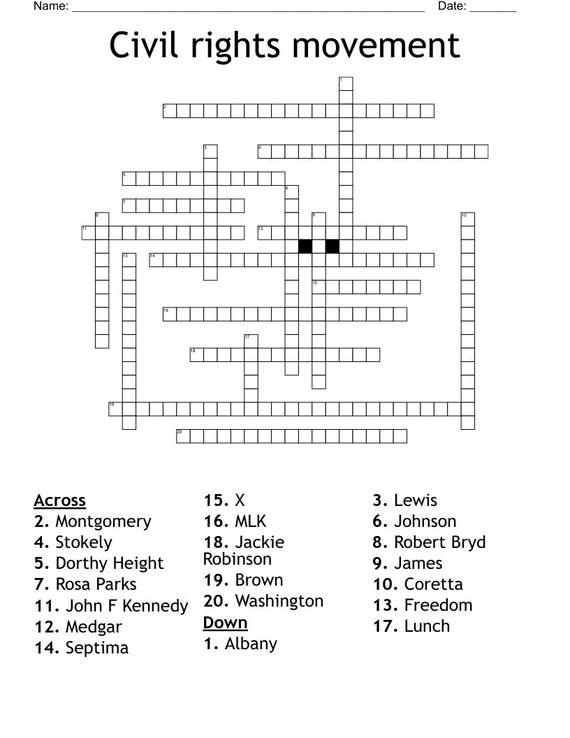 Civil rights movement Crossword