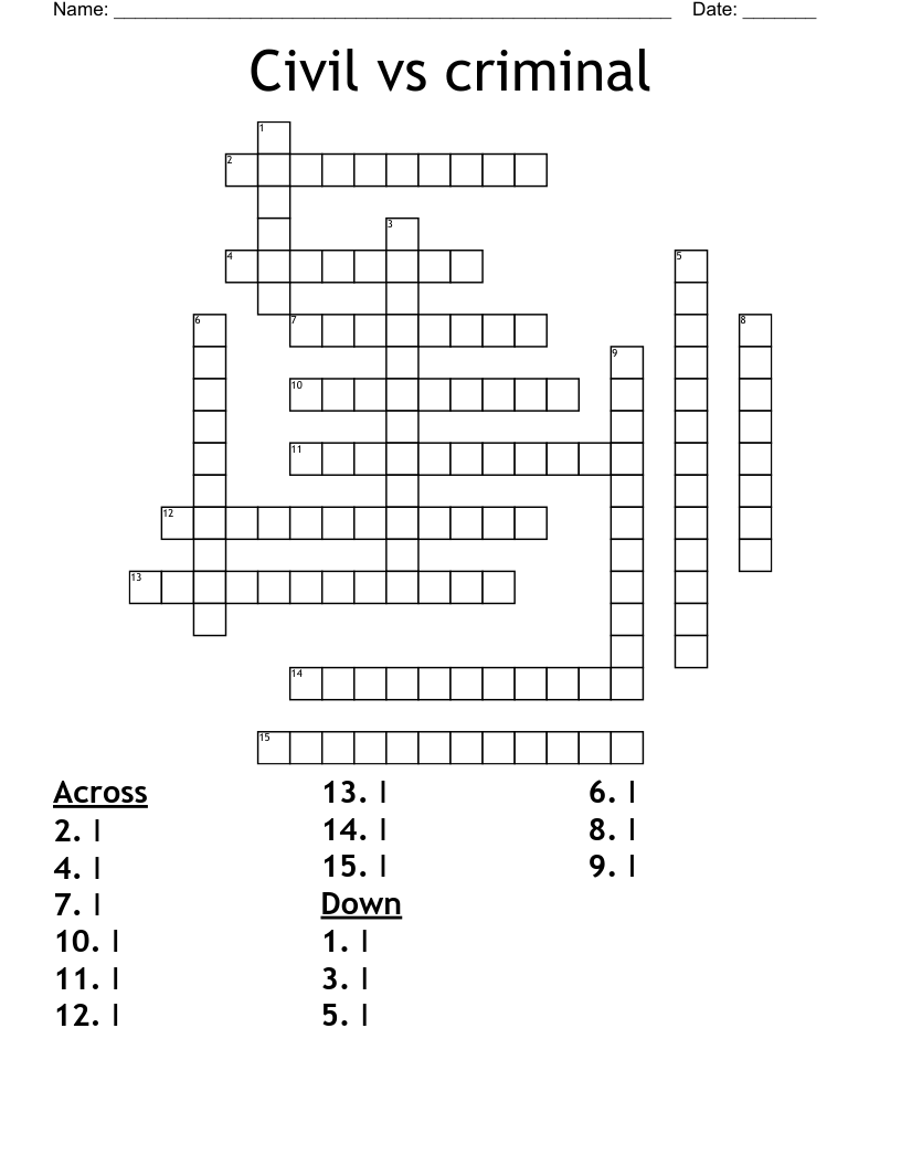 Civil vs criminal Crossword