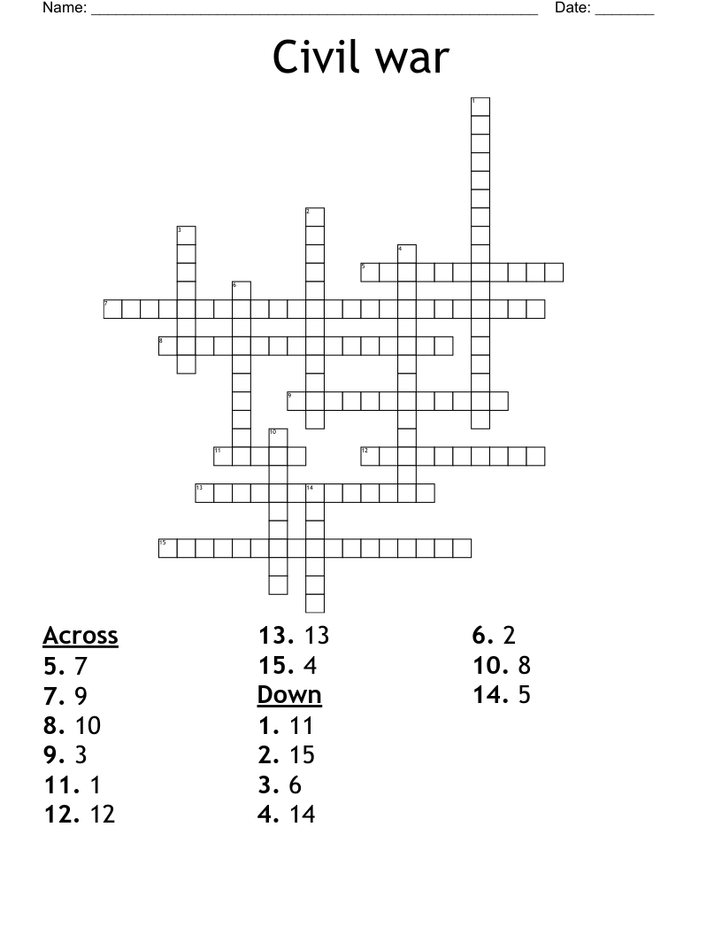 Civil war Crossword