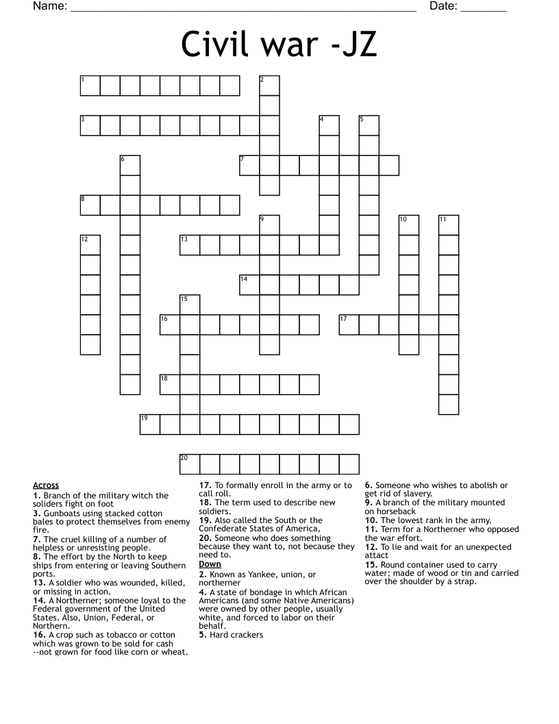 Civil war -JZ Crossword