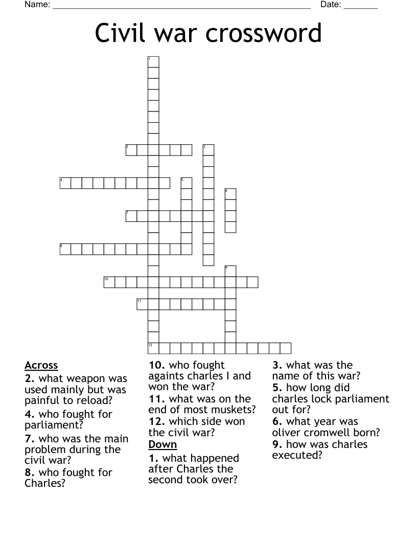 Civil war crossword