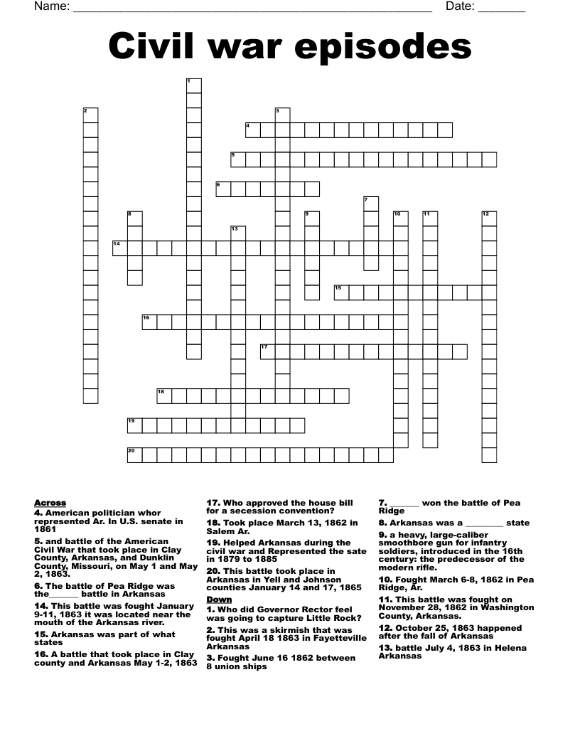 Civil war episodes Crossword