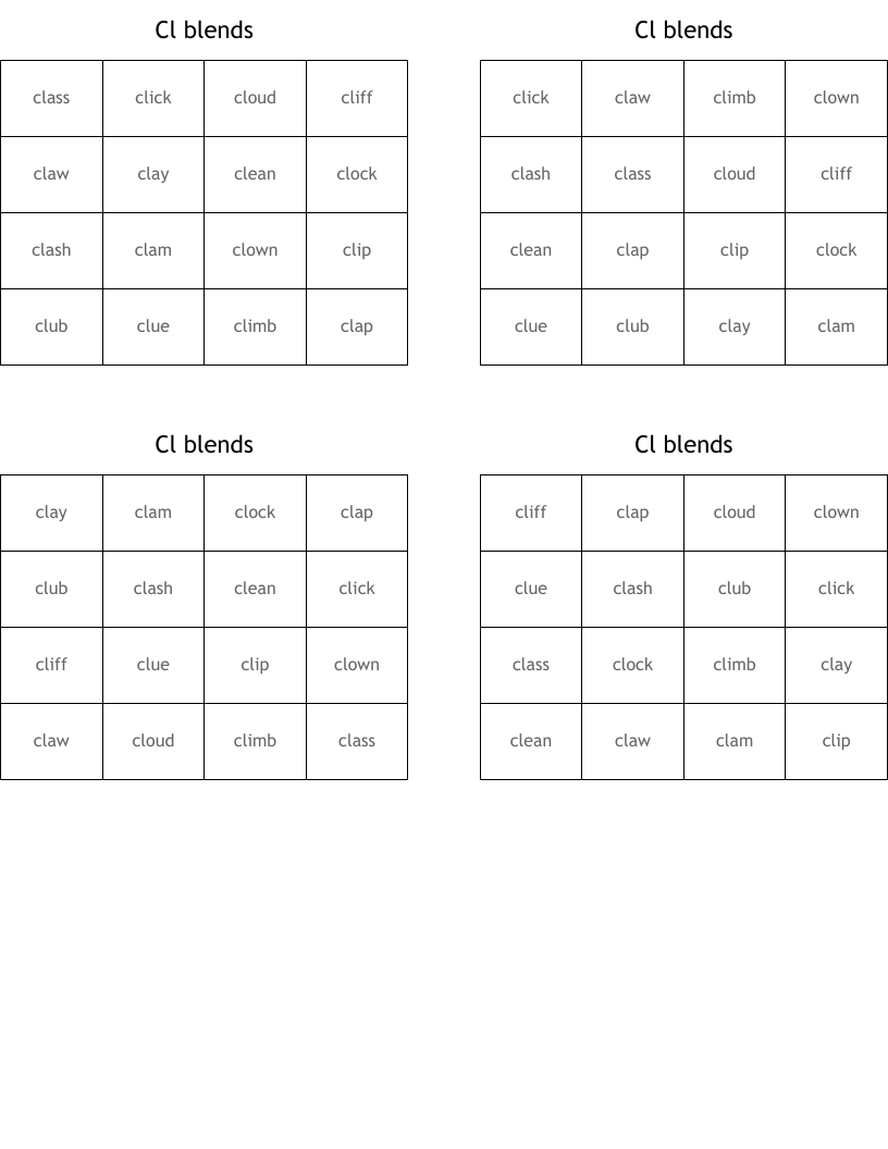 Cl blends Bingo Cards